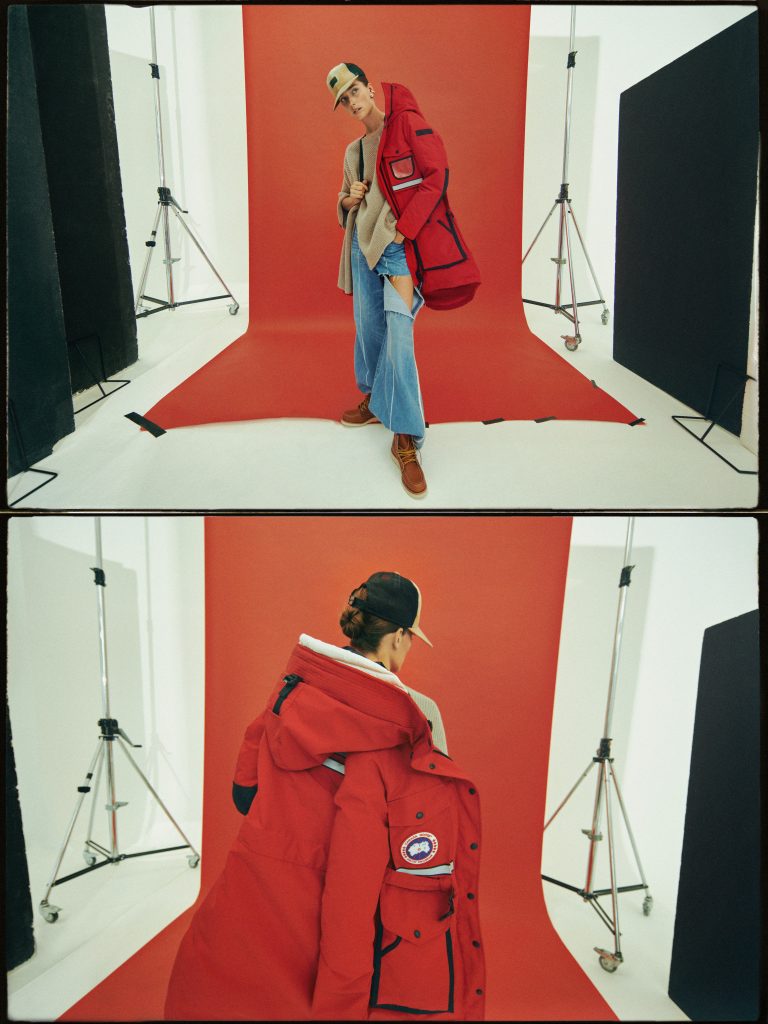 Josephine Letutour in jacket red for Elle Italy by Xavi Gordo | Raquel Sueiro Management