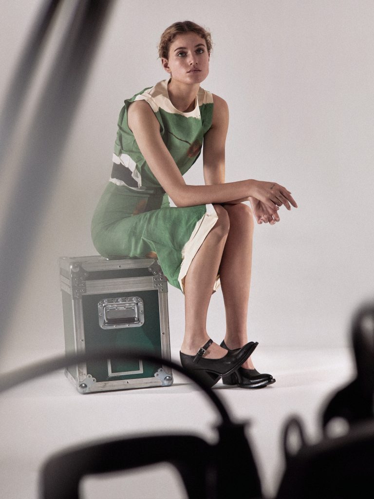Editorial for Elle Italy with Altyn Isabella green dress by Xavi Gordo | Raquel Sueiro Management